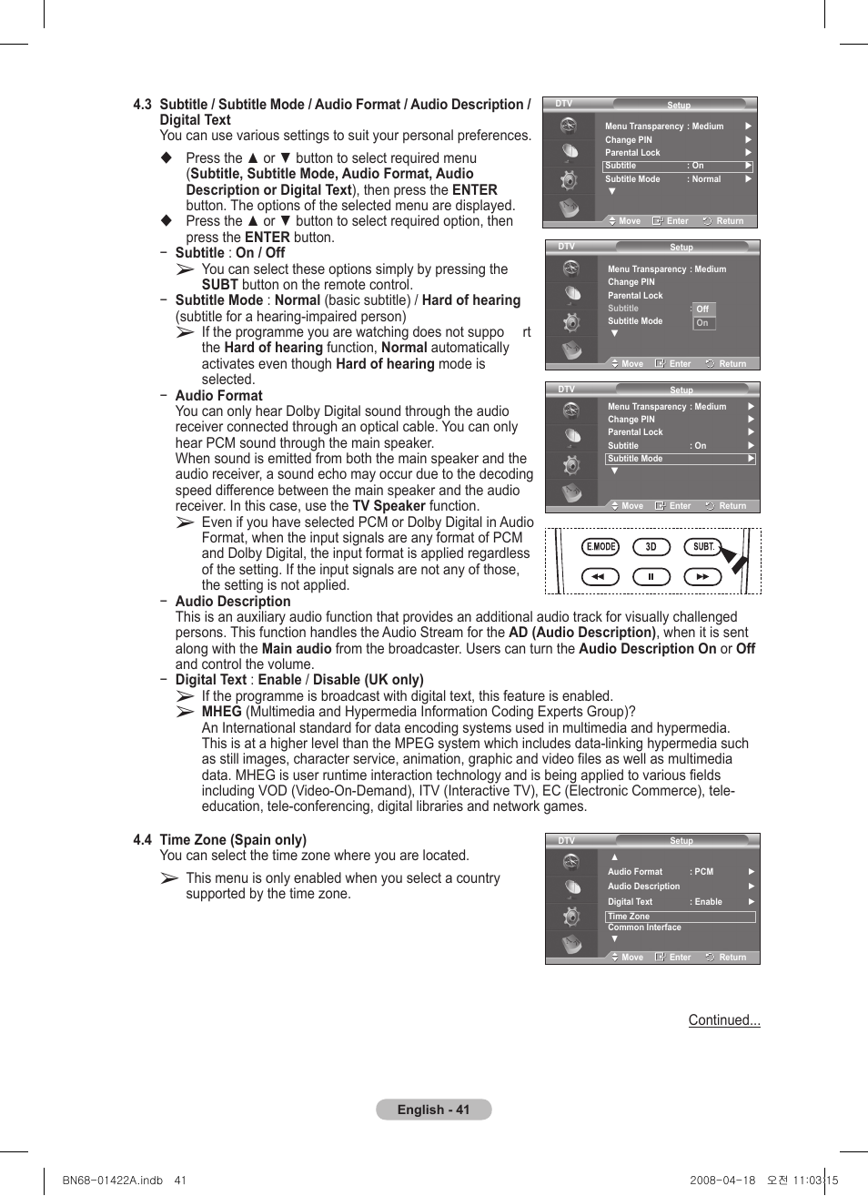 Samsung PS50A476P1D User Manual | Page 41 / 444