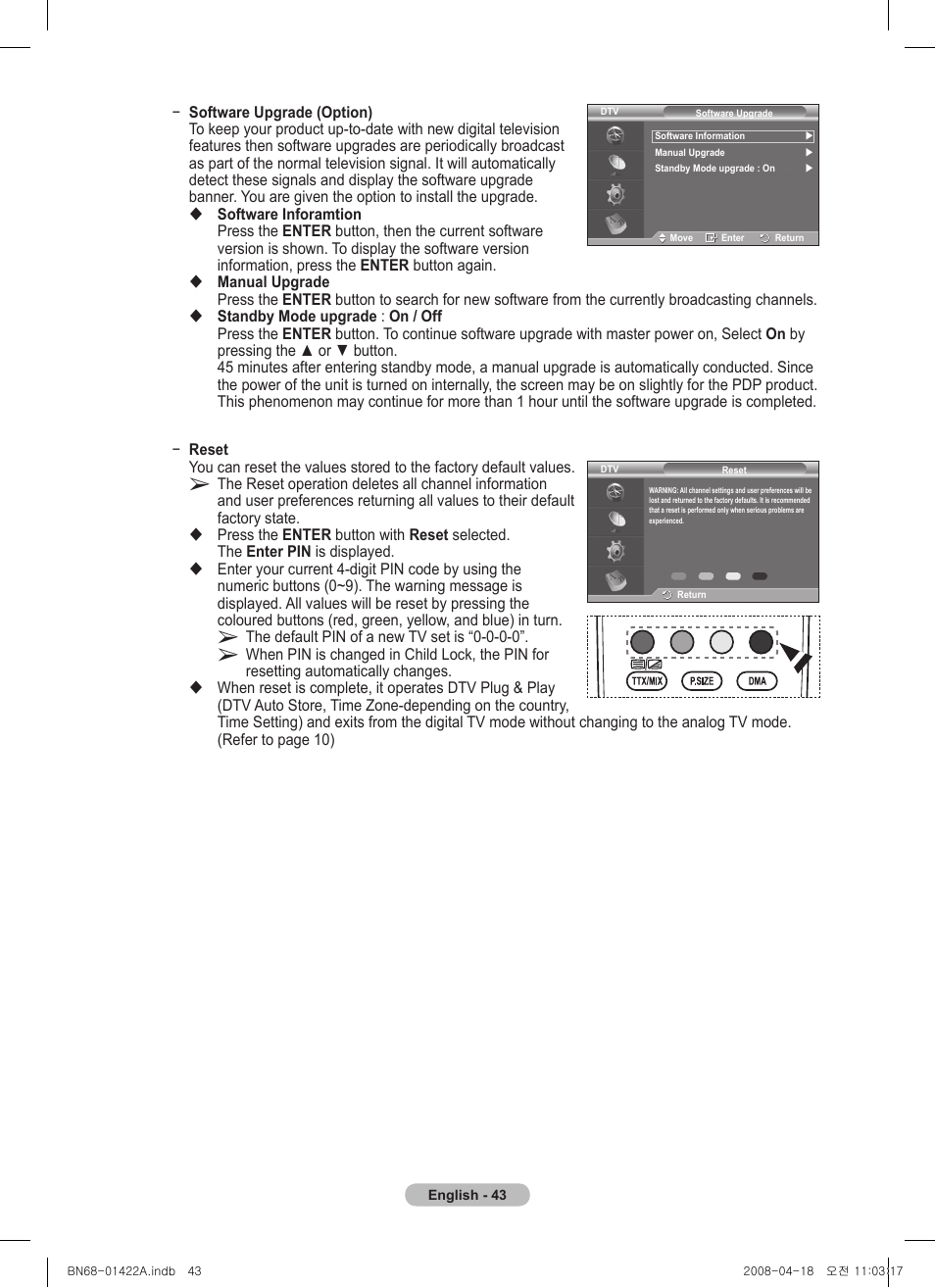 Samsung PS50A476P1D User Manual | Page 43 / 444