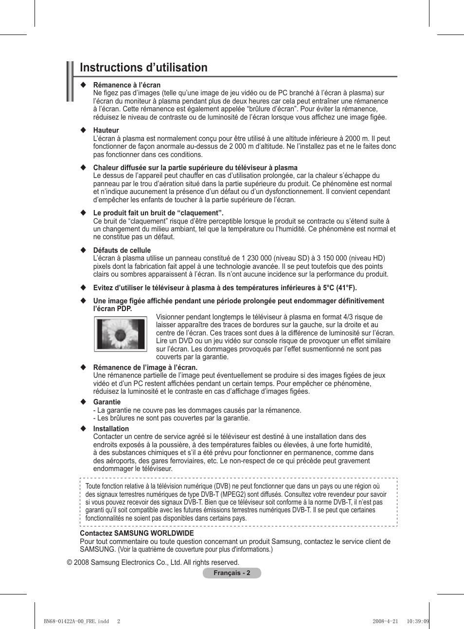 Instructions d’utilisation | Samsung PS50A476P1D User Manual | Page 58 / 444