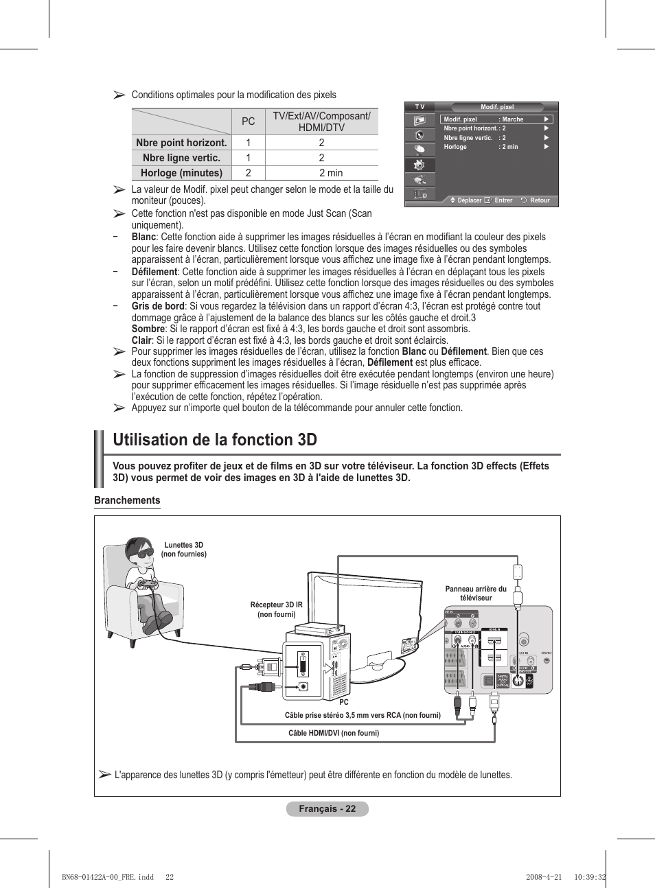 Utilisation de la fonction d | Samsung PS50A476P1D User Manual | Page 78 / 444