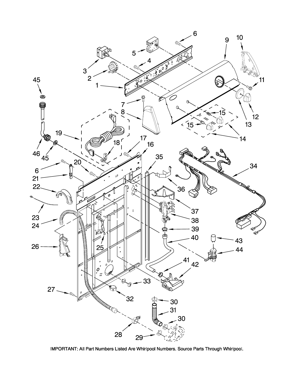 Controls and rear panel, Controls and rear panel parts | Amana NTW5400TQ0 User Manual | Page 3 / 13