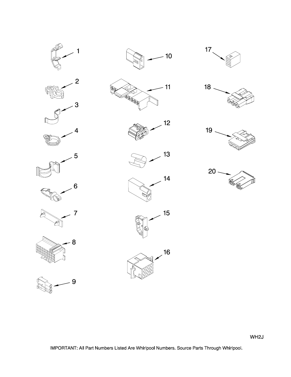 Wiring harness, Wiring harness parts | Amana NTW5400TQ0 User Manual | Page 9 / 13