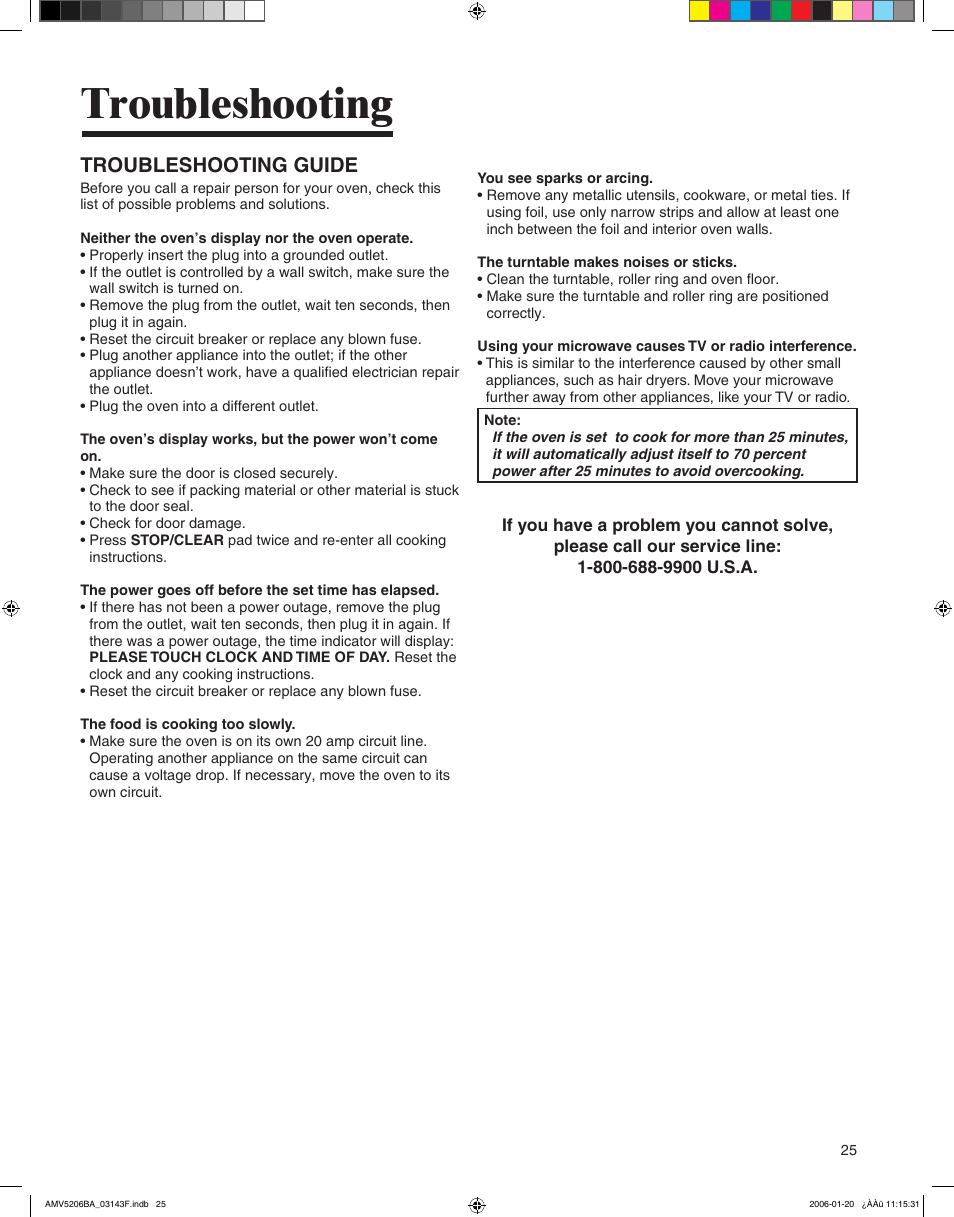 Troubleshooting, Troubleshooting guide | Amana AMV5206BA User Manual | Page 25 / 84