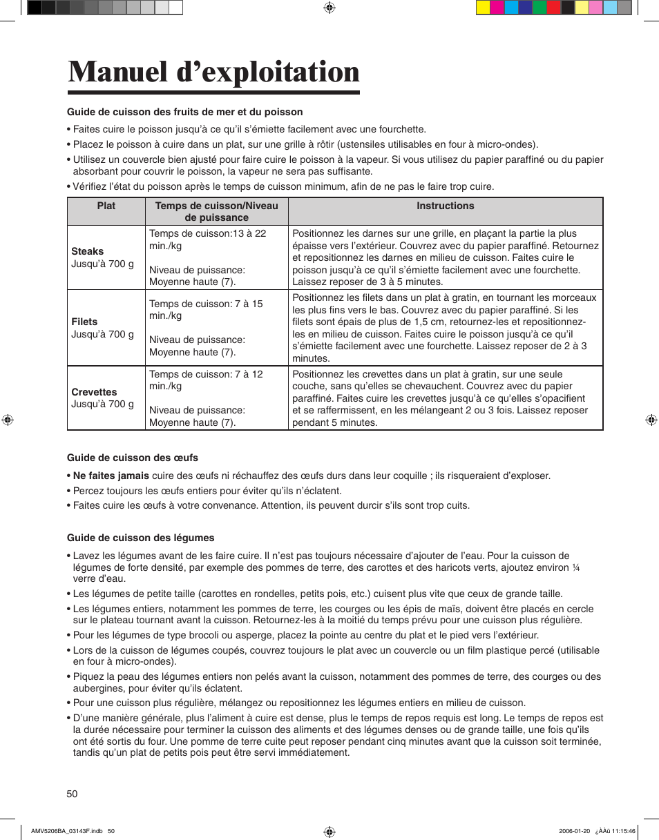 Manuel d’exploitation | Amana AMV5206BA User Manual | Page 50 / 84