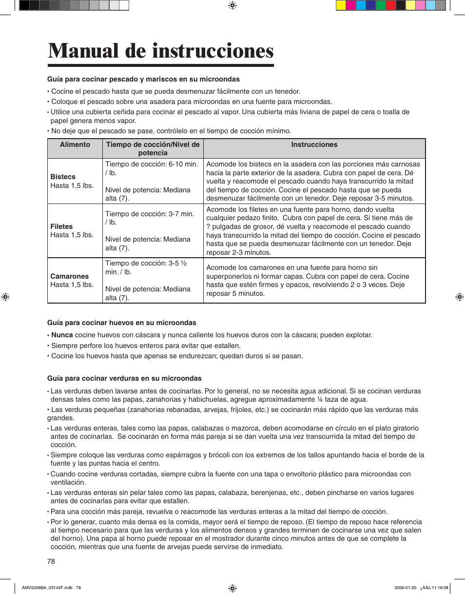 Manual de instrucciones | Amana AMV5206BA User Manual | Page 78 / 84