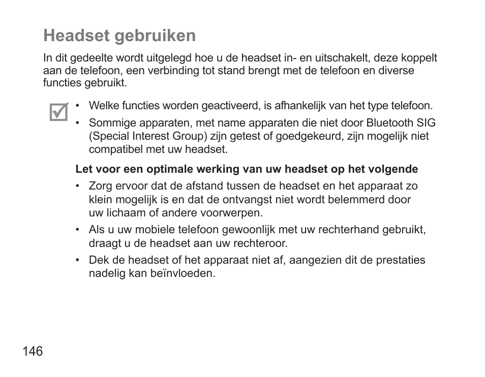 Headset gebruiken | Samsung BHS3000 User Manual | Page 148 / 173