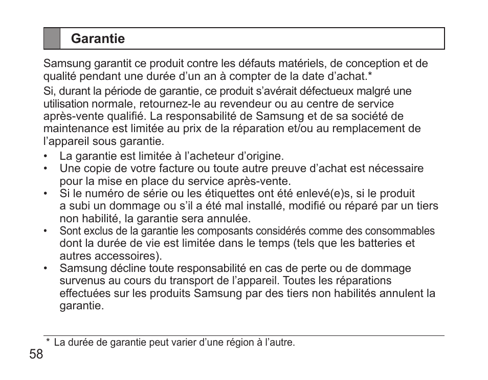 Garantie | Samsung BHS3000 User Manual | Page 60 / 173