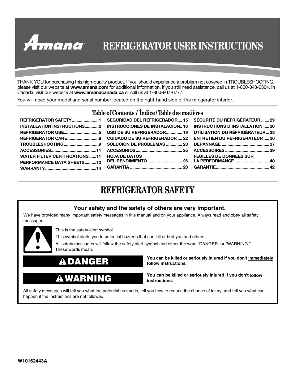 Amana ASD2522VRW User Manual | 42 pages