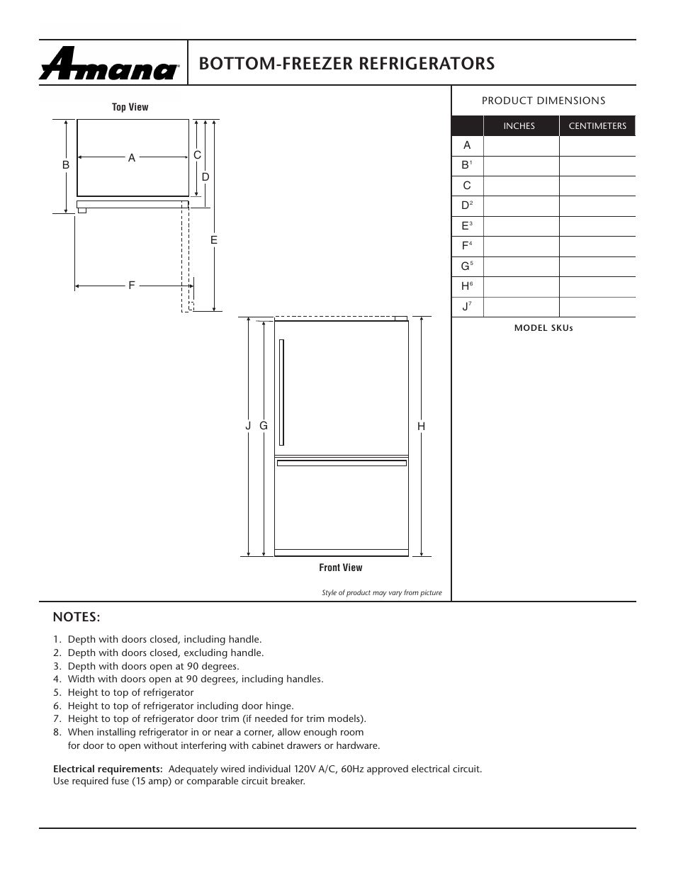 Amana ABB1922FES User Manual | 1 page