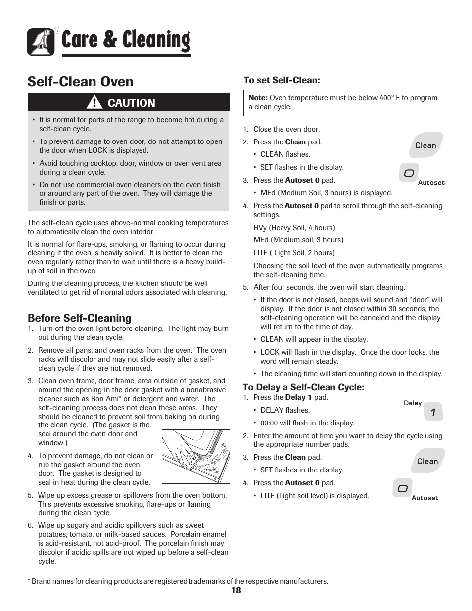 Care & cleaning, Self-clean oven, Caution | Before self-cleaning | Amana 8113P487-60 User Manual | Page 19 / 80