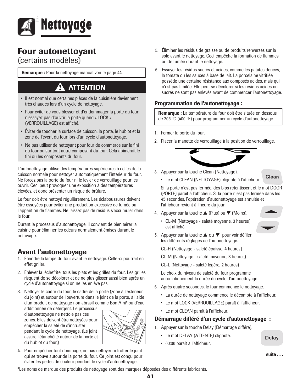 Nettoyage, Four autonettoyant, Certains modèles) | Attention, Avant l’autonettoyage | Amana 8113P595-60 User Manual | Page 42 / 76