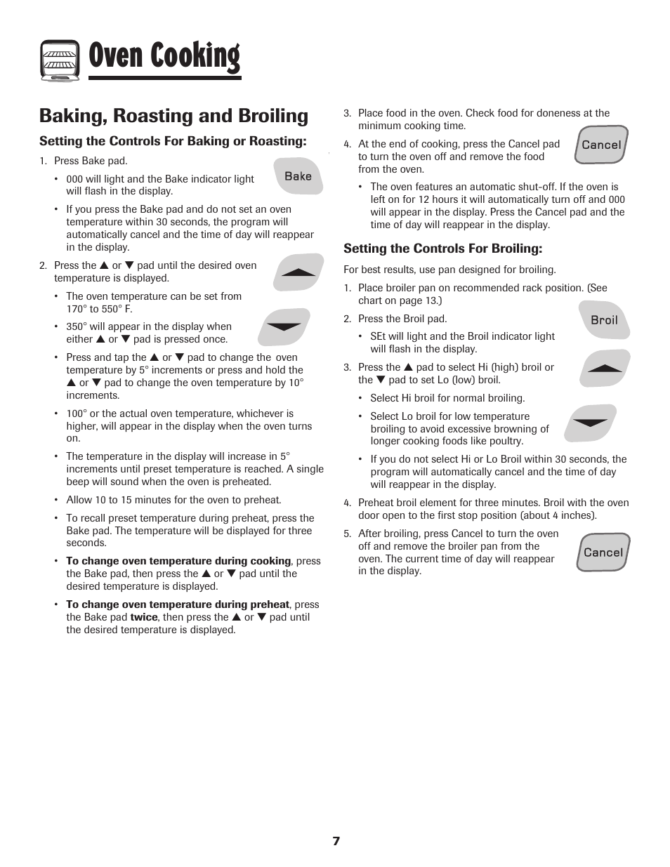 Oven cooking, Baking, roasting and broiling | Amana 8113P595-60 User Manual | Page 8 / 76
