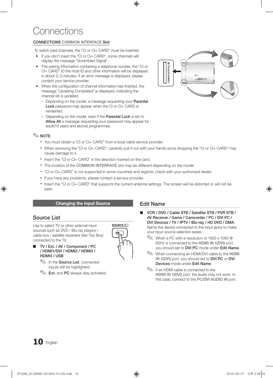 Connections | Samsung PS50C680G5W User Manual | Page 10 / 474