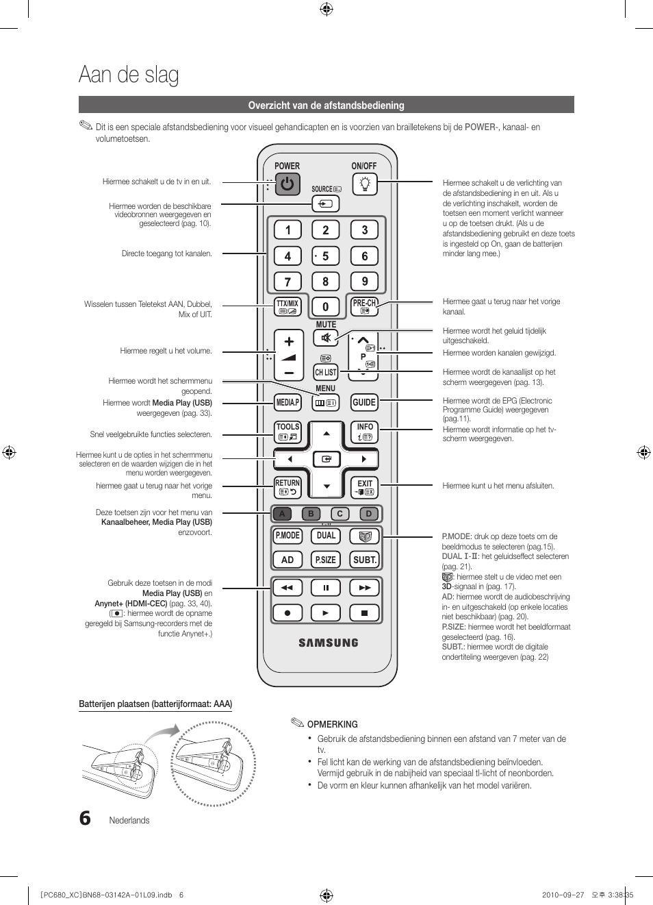 Aan de slag | Samsung PS50C680G5W User Manual | Page 162 / 474