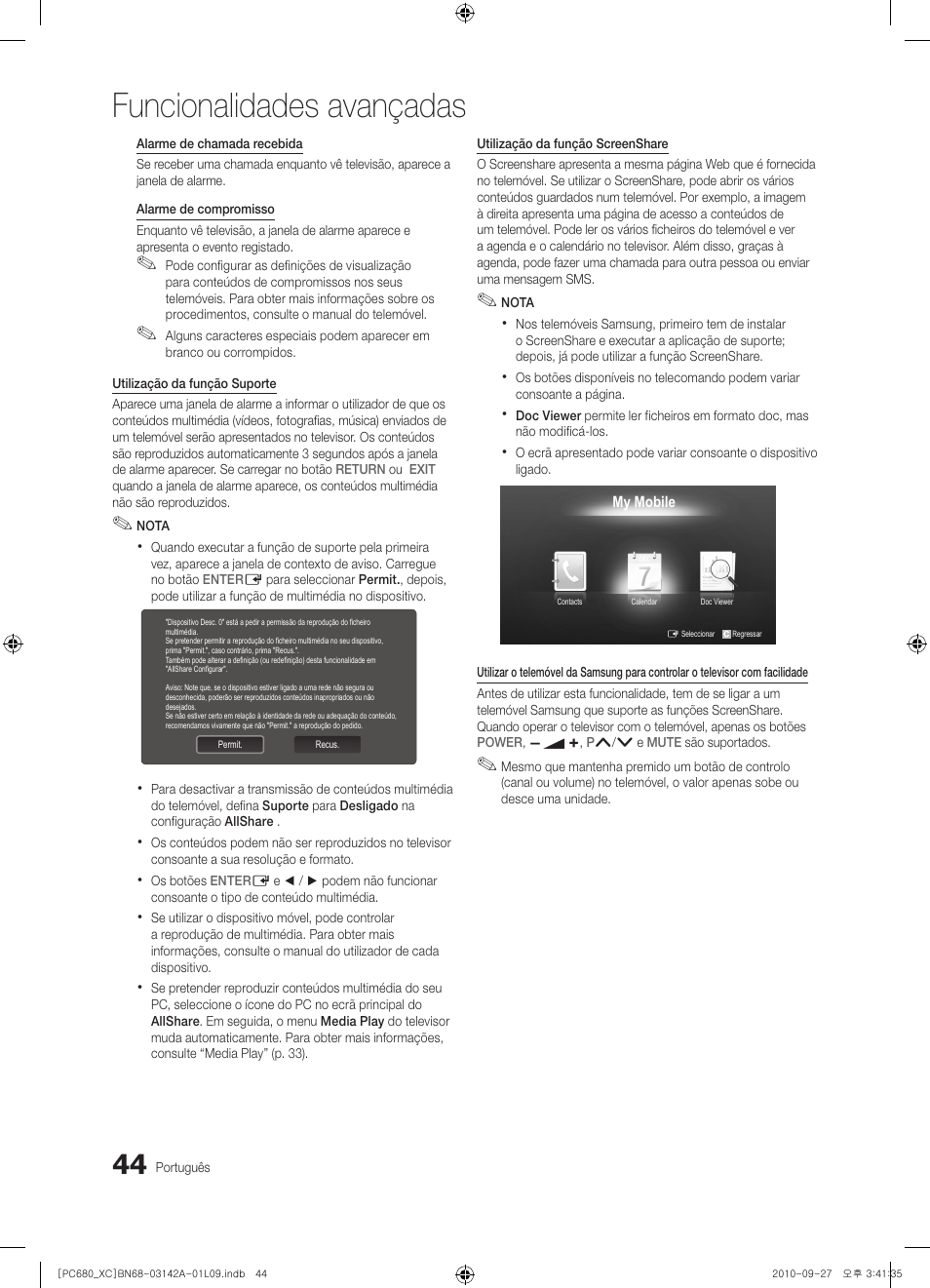 Funcionalidades avançadas | Samsung PS50C680G5W User Manual | Page 358 / 474