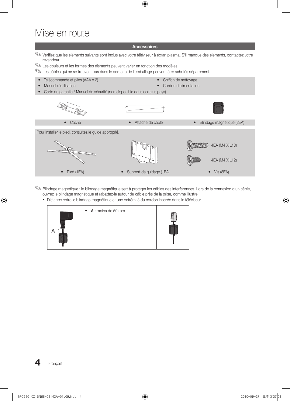 Mise en route | Samsung PS50C680G5W User Manual | Page 56 / 474