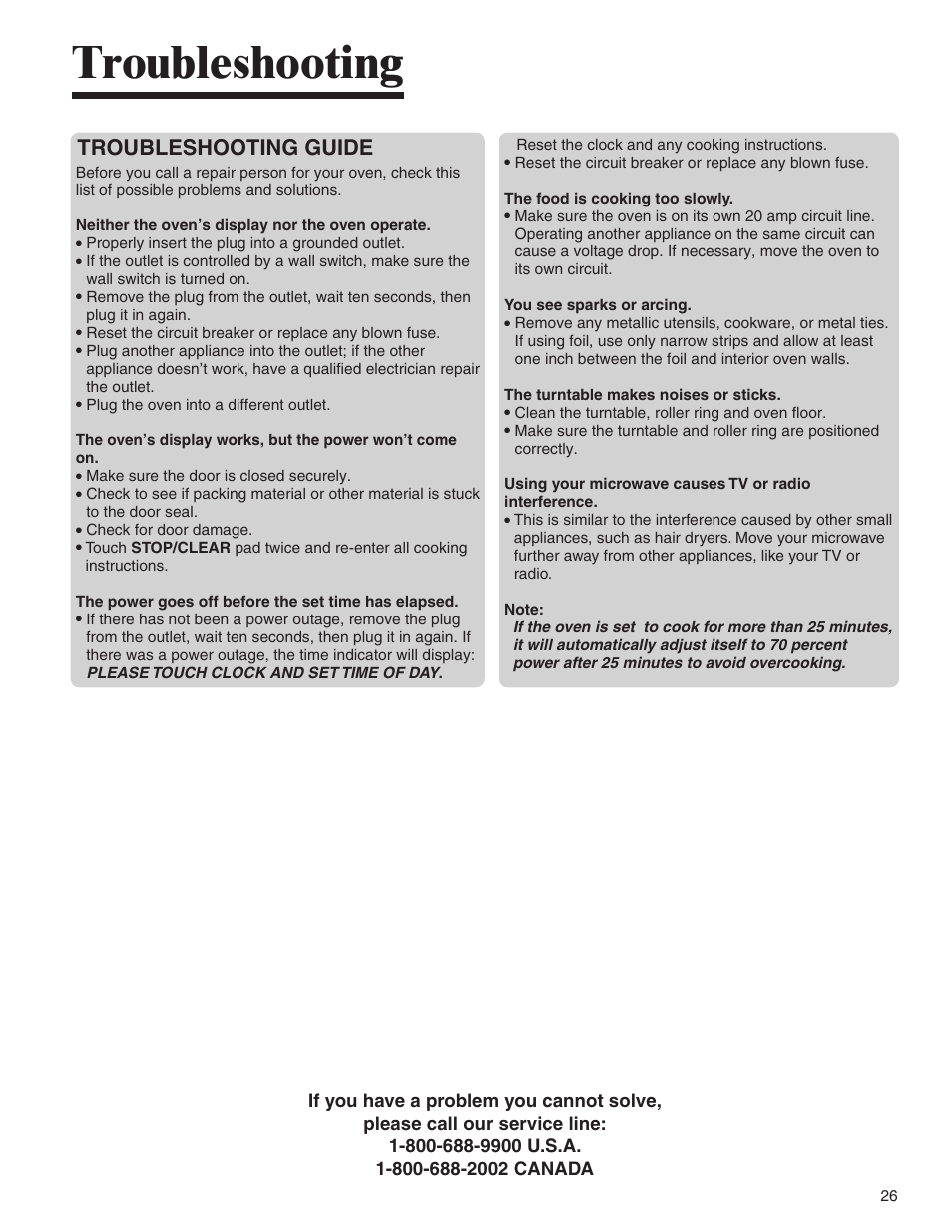 Troubleshooting, Troubleshooting guide | Amana AMC6158BCB User Manual | Page 26 / 84