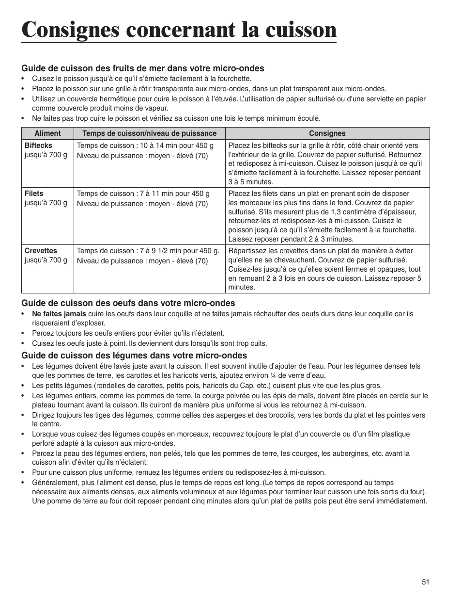 Consignes concernant la cuisson | Amana AMC6158BCB User Manual | Page 51 / 84