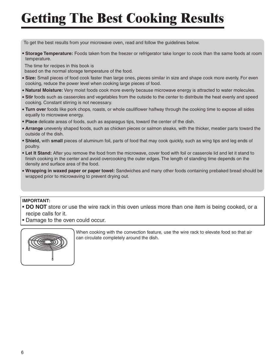 Getting the best cooking results | Amana AMC6158BCB User Manual | Page 6 / 84
