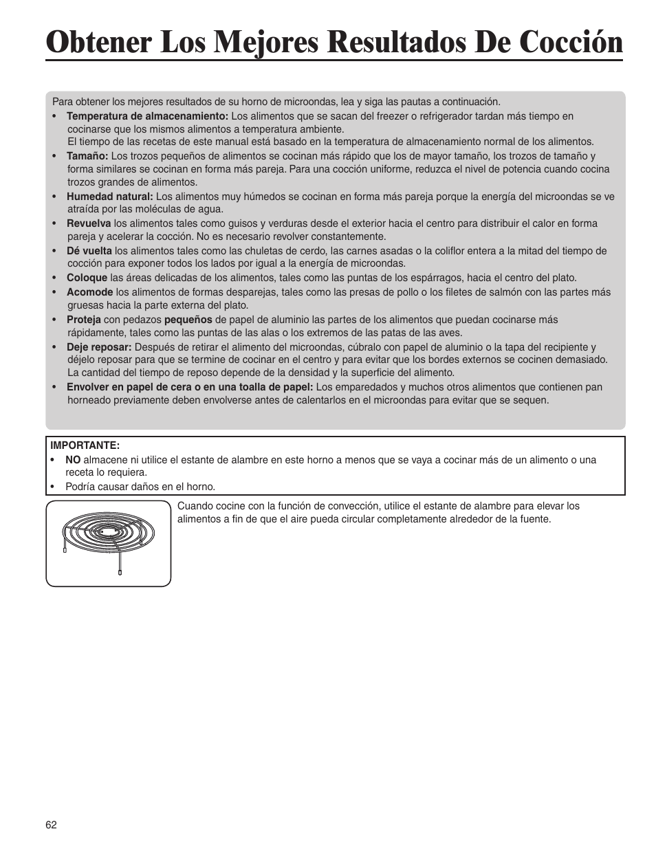 Obtener los mejores resultados de cocción | Amana AMC6158BCB User Manual | Page 62 / 84