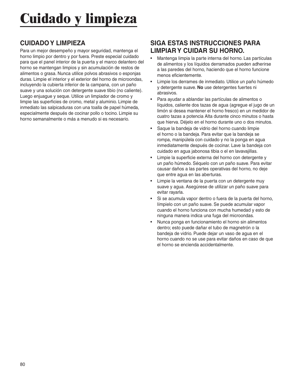 Cuidado y limpieza | Amana AMC6158BCB User Manual | Page 80 / 84
