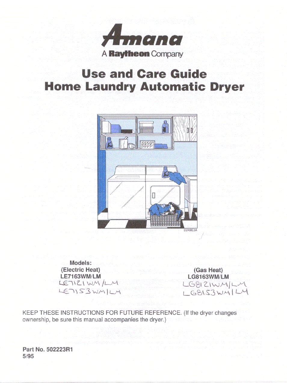 Amana LE7163WM/LM User Manual | 4 pages
