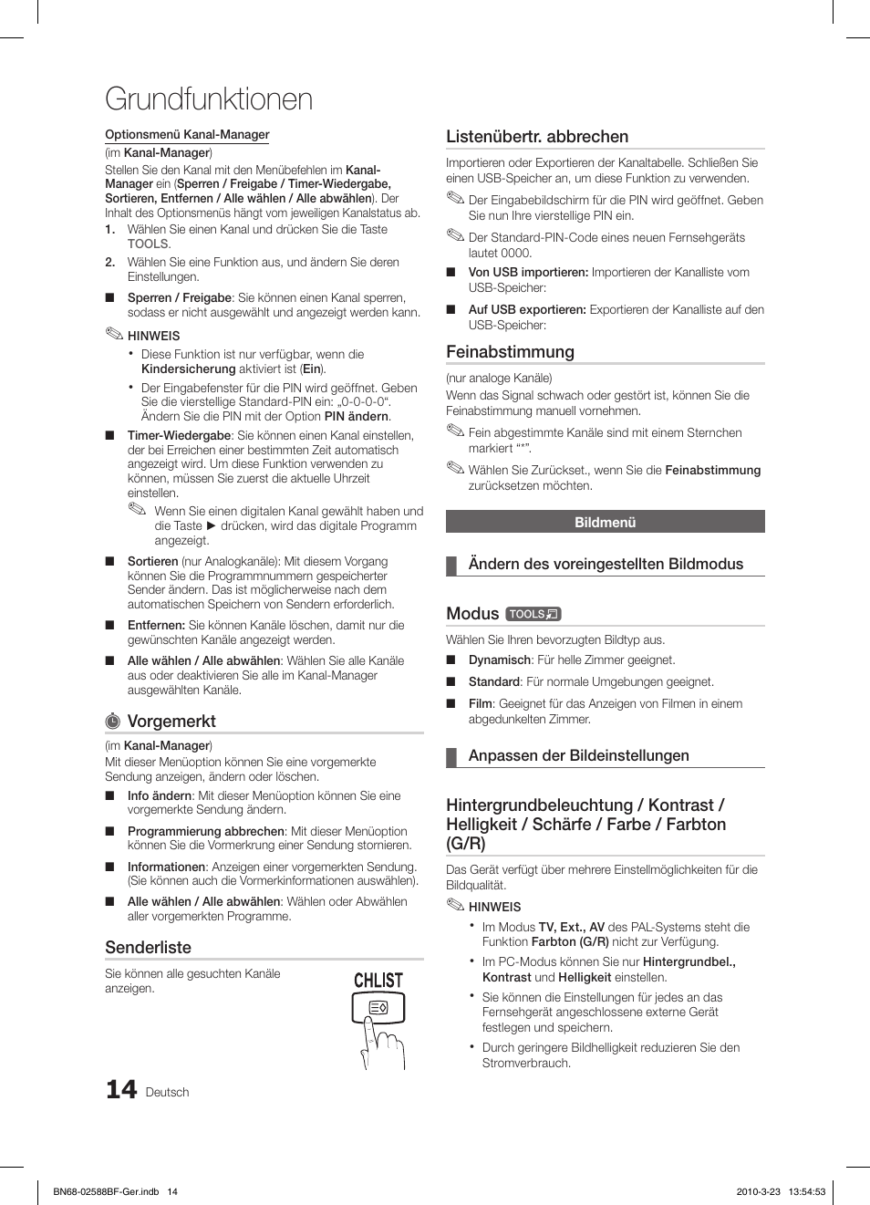 Grundfunktionen | Samsung LE19C350D1W User Manual | Page 47 / 134
