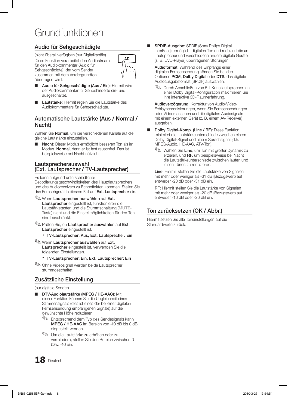 Grundfunktionen | Samsung LE19C350D1W User Manual | Page 51 / 134