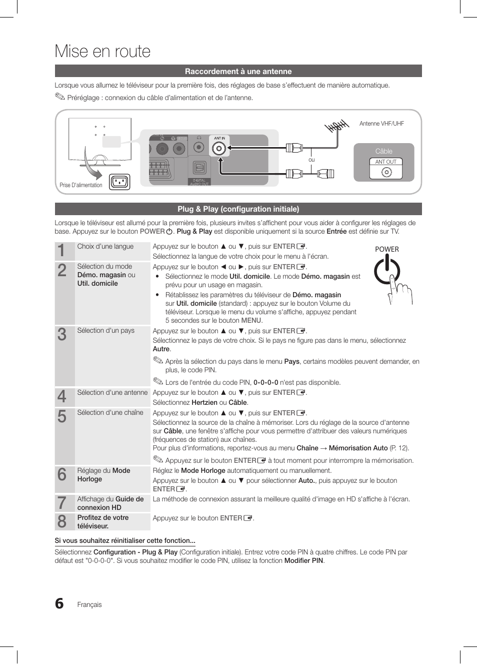 Mise en route | Samsung LE19C350D1W User Manual | Page 72 / 134