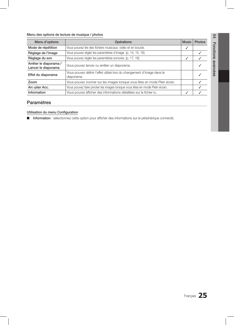 Paramètres | Samsung LE19C350D1W User Manual | Page 91 / 134