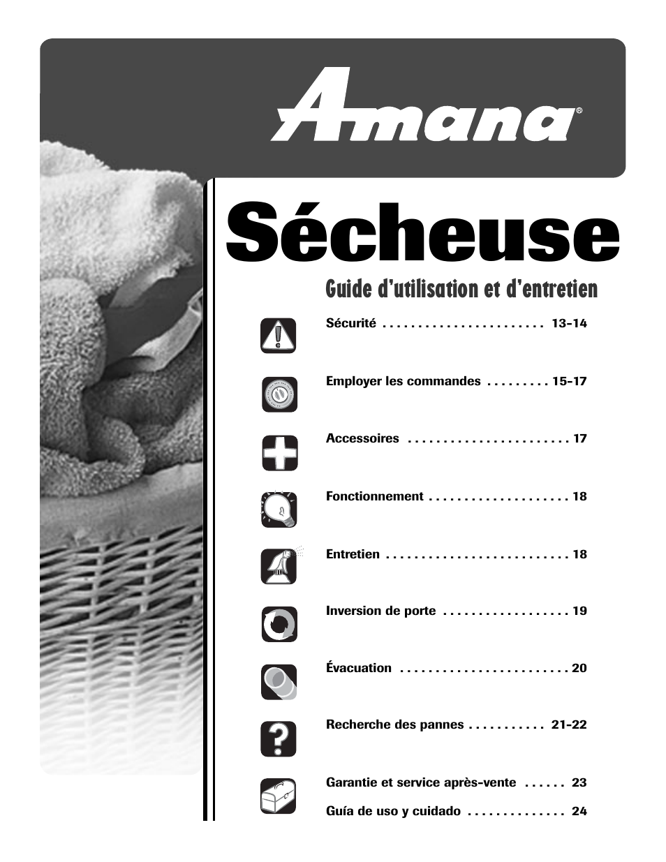 Sécheuse, Guide d’utilisation et d’entretien | Amana Clothes Dryer User Manual | Page 13 / 36