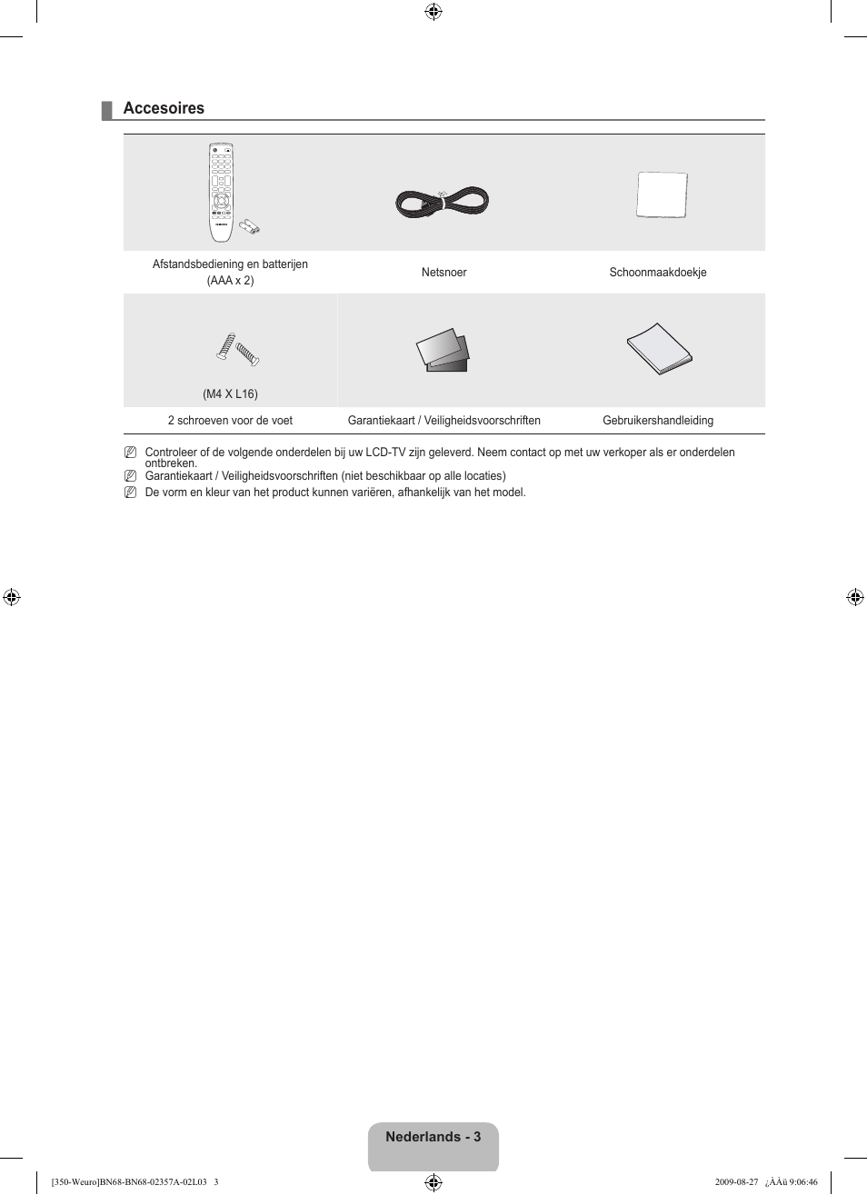 Accesoires | Samsung LE22B350F2W User Manual | Page 107 / 314