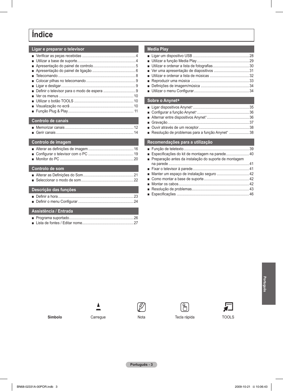 No t, Índice | Samsung PS50B551T3W User Manual | Page 283 / 419