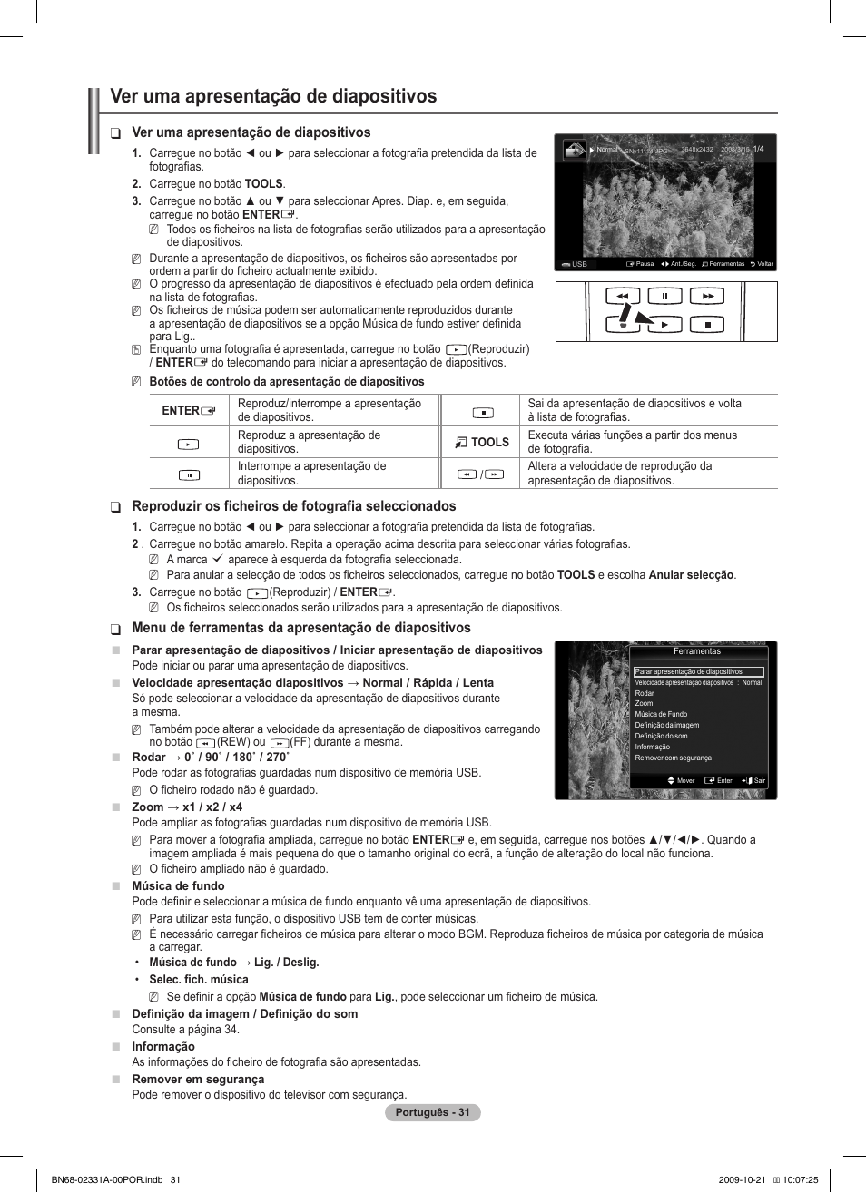 Ver uma apresentação de diapositivos | Samsung PS50B551T3W User Manual | Page 311 / 419