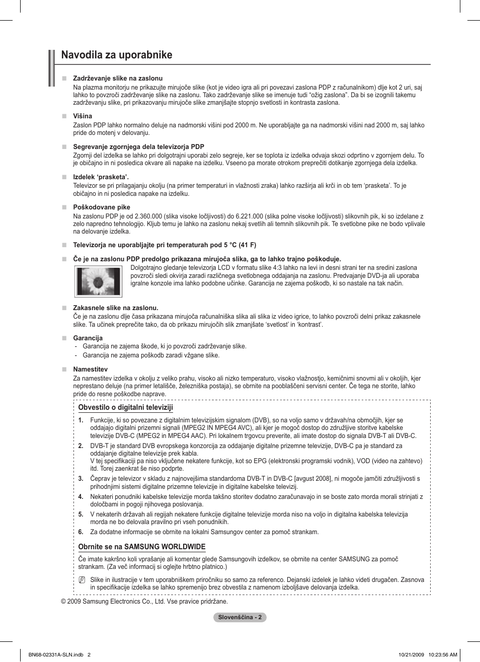 Navodila za uporabnike | Samsung PS50B551T3W User Manual | Page 327 / 419