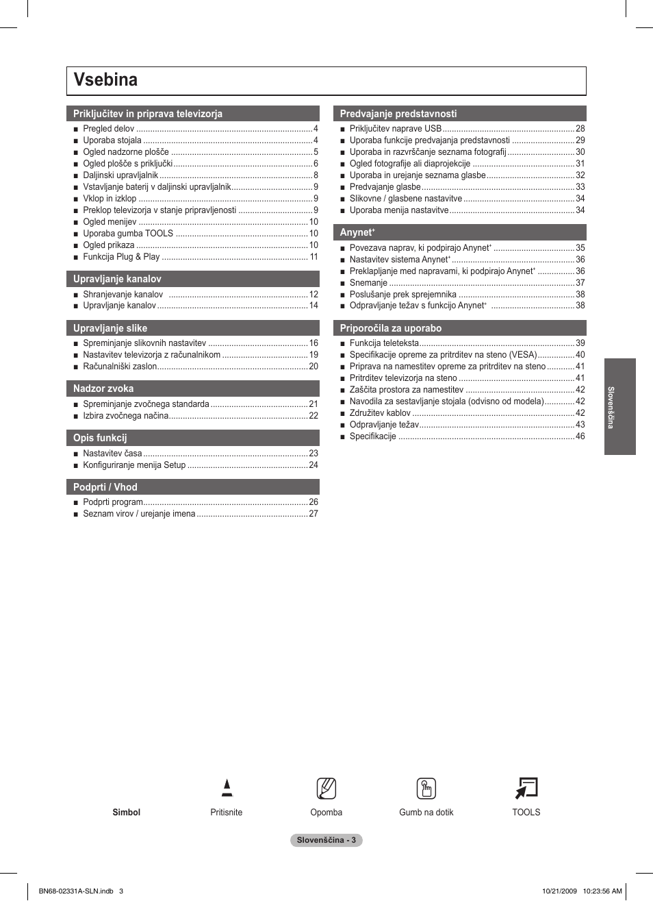 No t, Vsebina | Samsung PS50B551T3W User Manual | Page 328 / 419