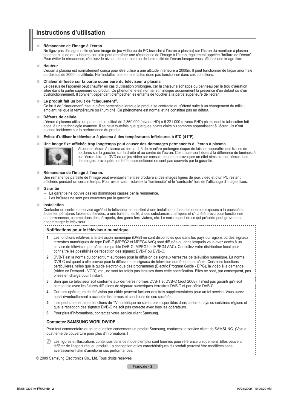 Instructions d’utilisation | Samsung PS50B551T3W User Manual | Page 56 / 419