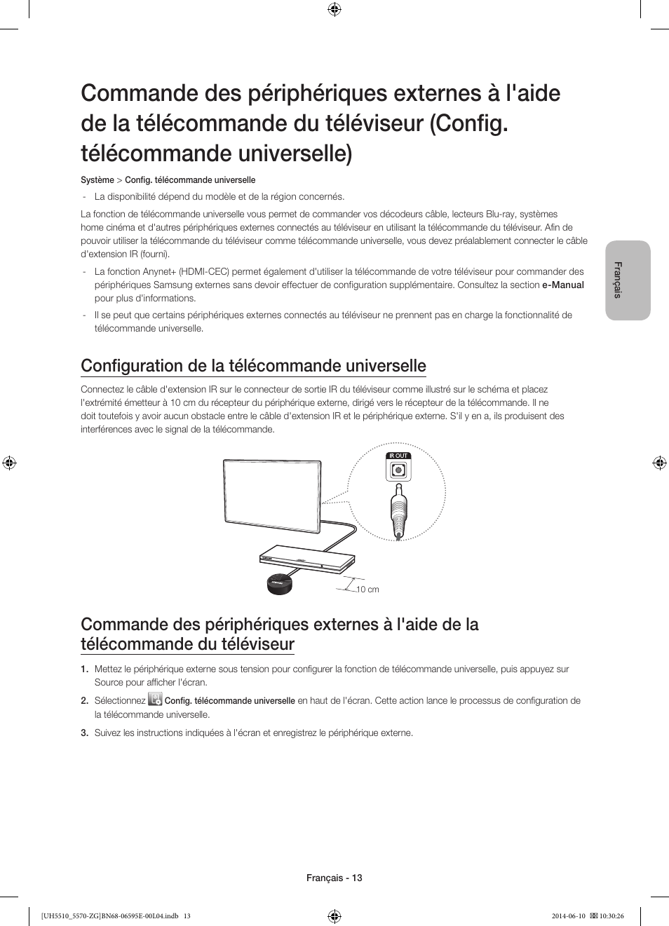 Configuration de la télécommande universelle | Samsung UE40H5570SS User Manual | Page 53 / 81