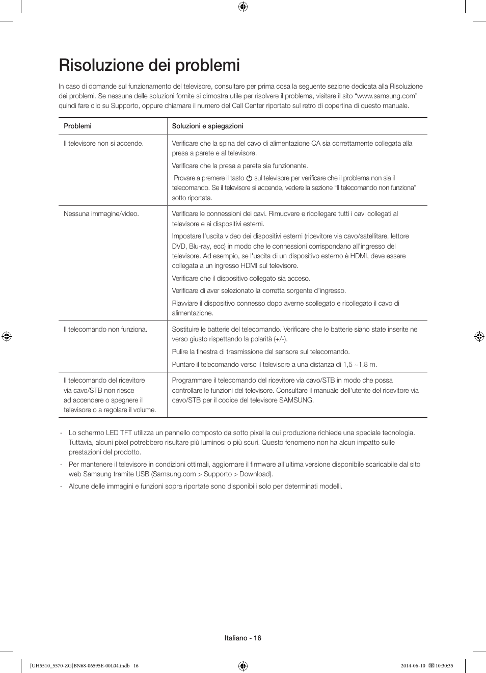 Risoluzione dei problemi | Samsung UE40H5570SS User Manual | Page 76 / 81