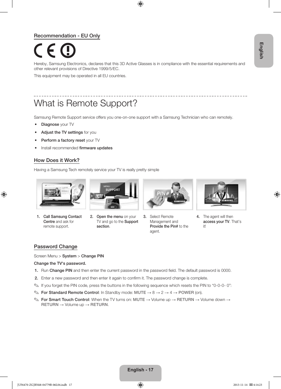 What is remote support | Samsung UE50F6740SS User Manual | Page 17 / 97