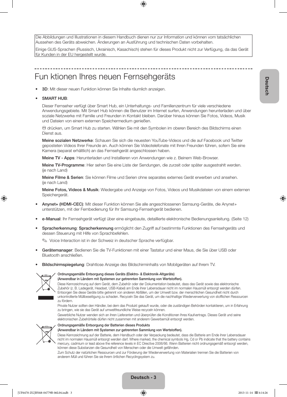 Fun ktionen ihres neuen fernsehgeräts | Samsung UE50F6740SS User Manual | Page 27 / 97