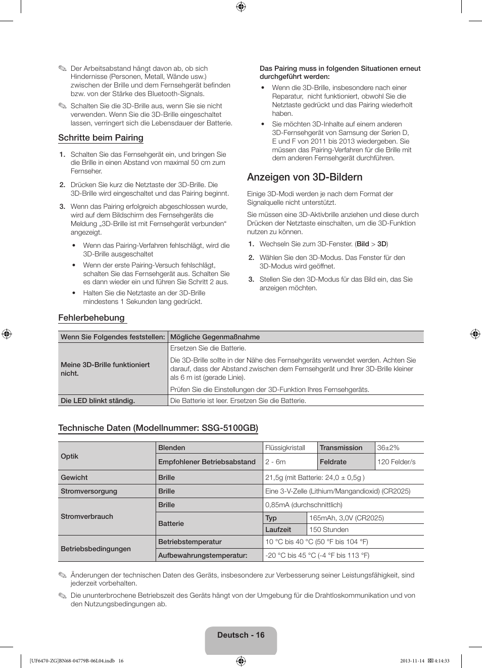 Anzeigen von 3d-bildern | Samsung UE50F6740SS User Manual | Page 40 / 97