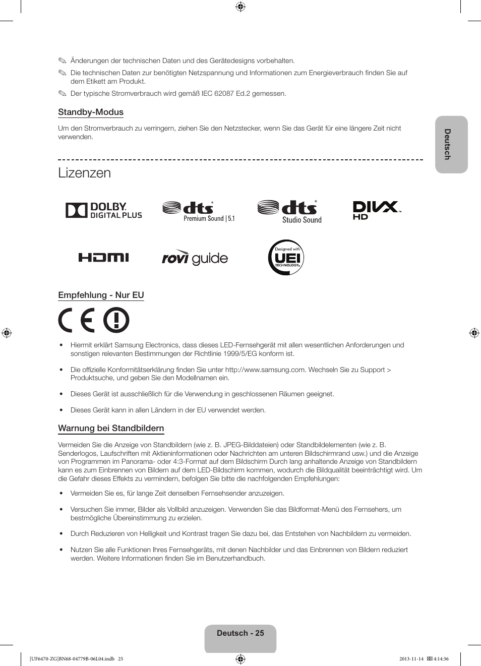 Lizenzen | Samsung UE50F6740SS User Manual | Page 49 / 97