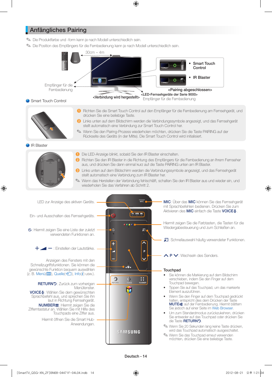 Anfängliches pairing | Samsung UE46ES7000S User Manual | Page 14 / 24