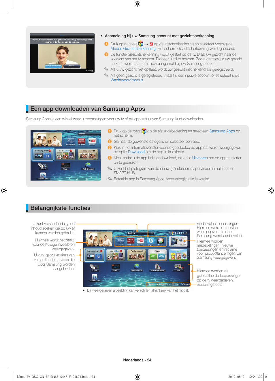 Belangrijkste functies, Een app downloaden van samsung apps | Samsung UE46ES7000S User Manual | Page 24 / 24