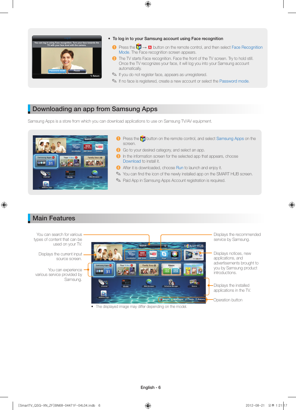 Main features downloading an app from samsung apps | Samsung UE46ES7000S User Manual | Page 6 / 24