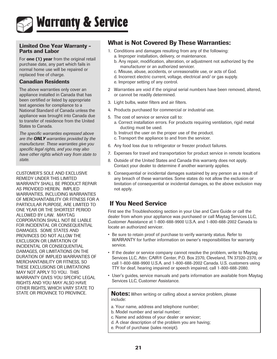 Warranty & service, What is not covered by these warranties, If you need service | Amana Electric Smoothtop Range User Manual | Page 22 / 72