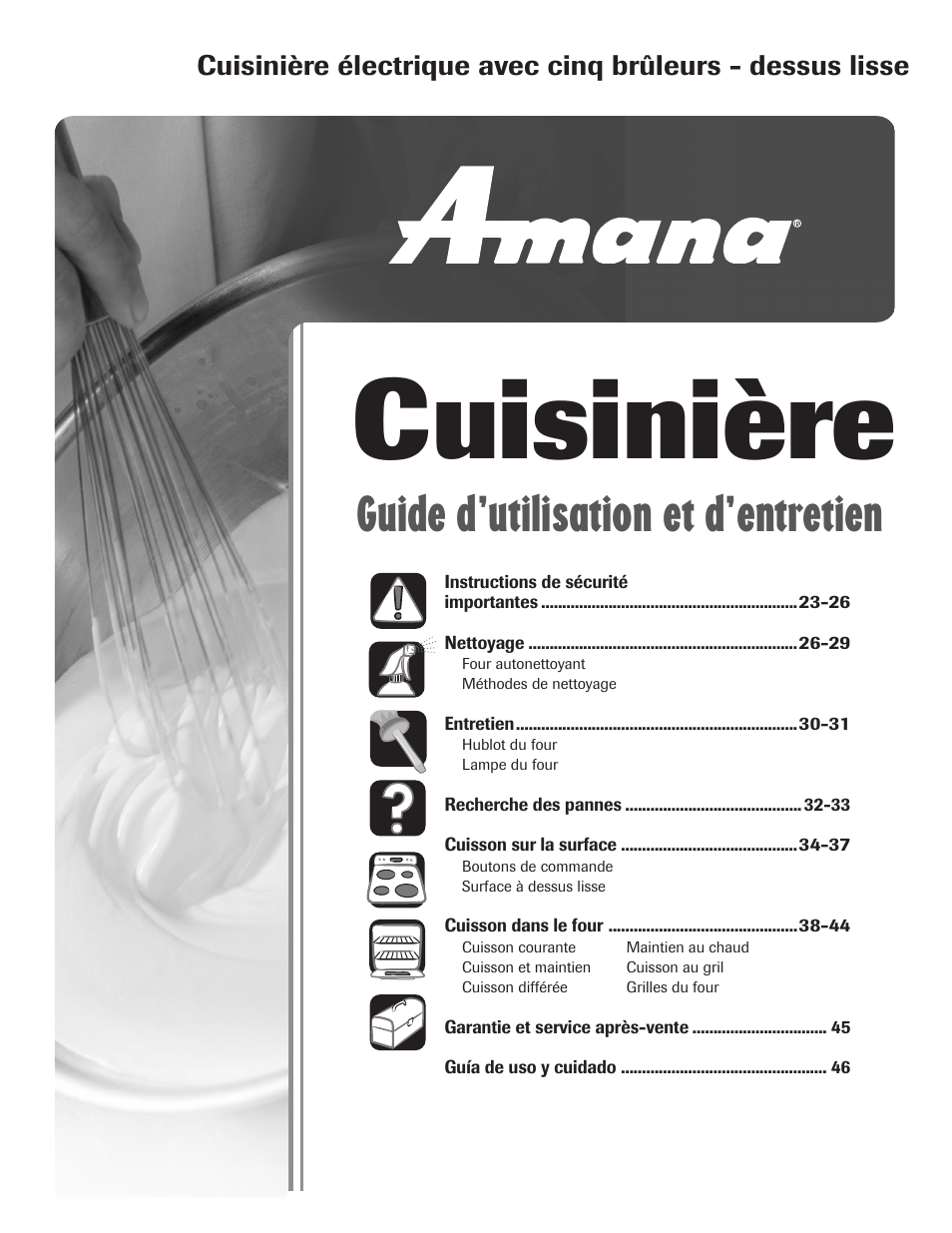 Cuisinière, Guide d’utilisation et d’entretien | Amana Electric Smoothtop Range User Manual | Page 23 / 72