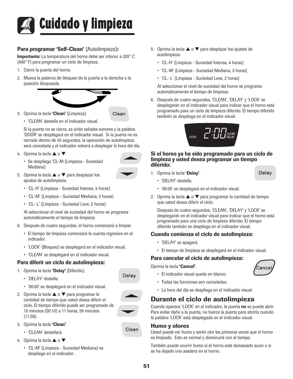 Cuidado y limpieza, Attention, Durante el ciclo de autolimpieza | Amana Electric Smoothtop Range User Manual | Page 52 / 72