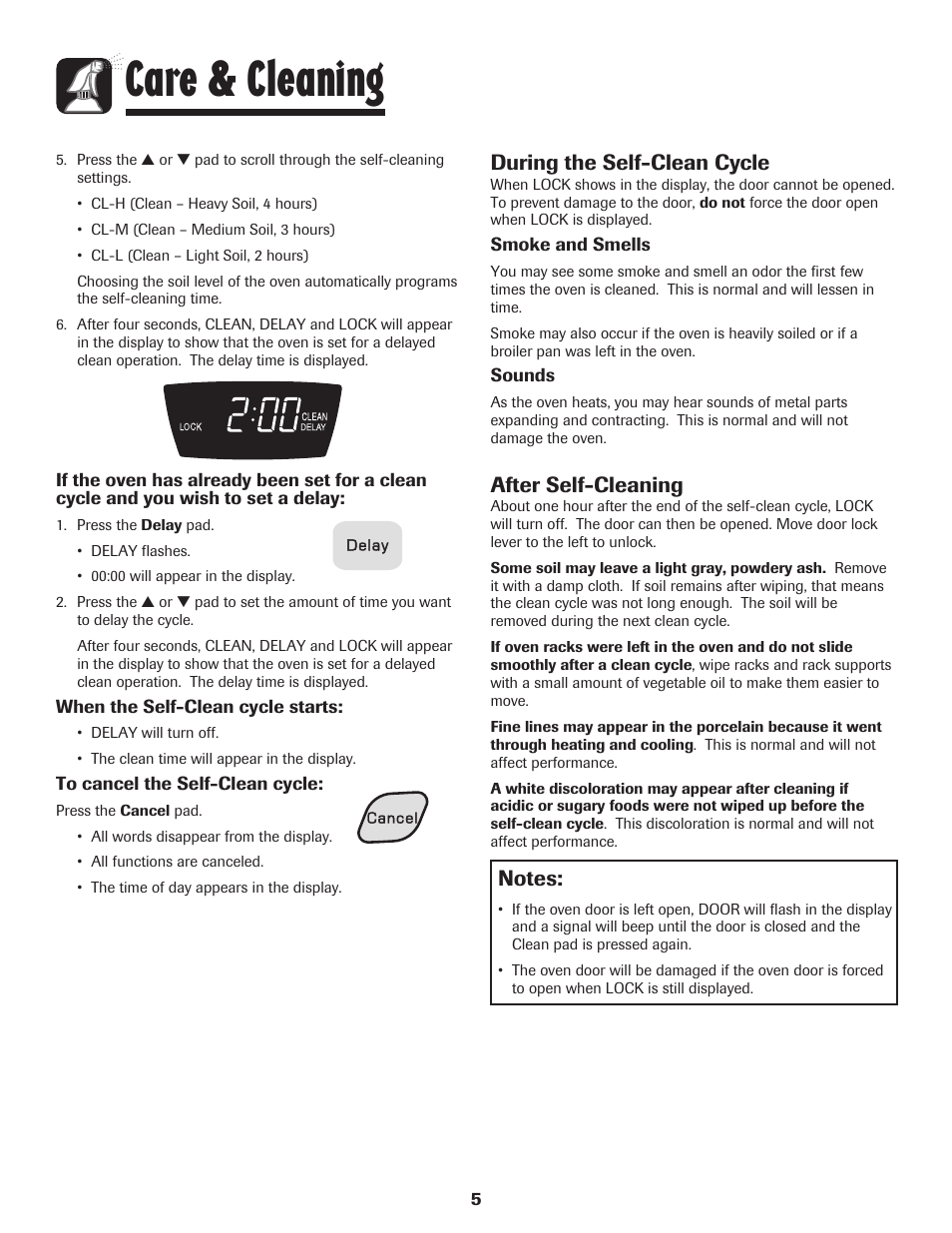 Care & cleaning, During the self-clean cycle, After self-cleaning | Amana Electric Smoothtop Range User Manual | Page 6 / 72
